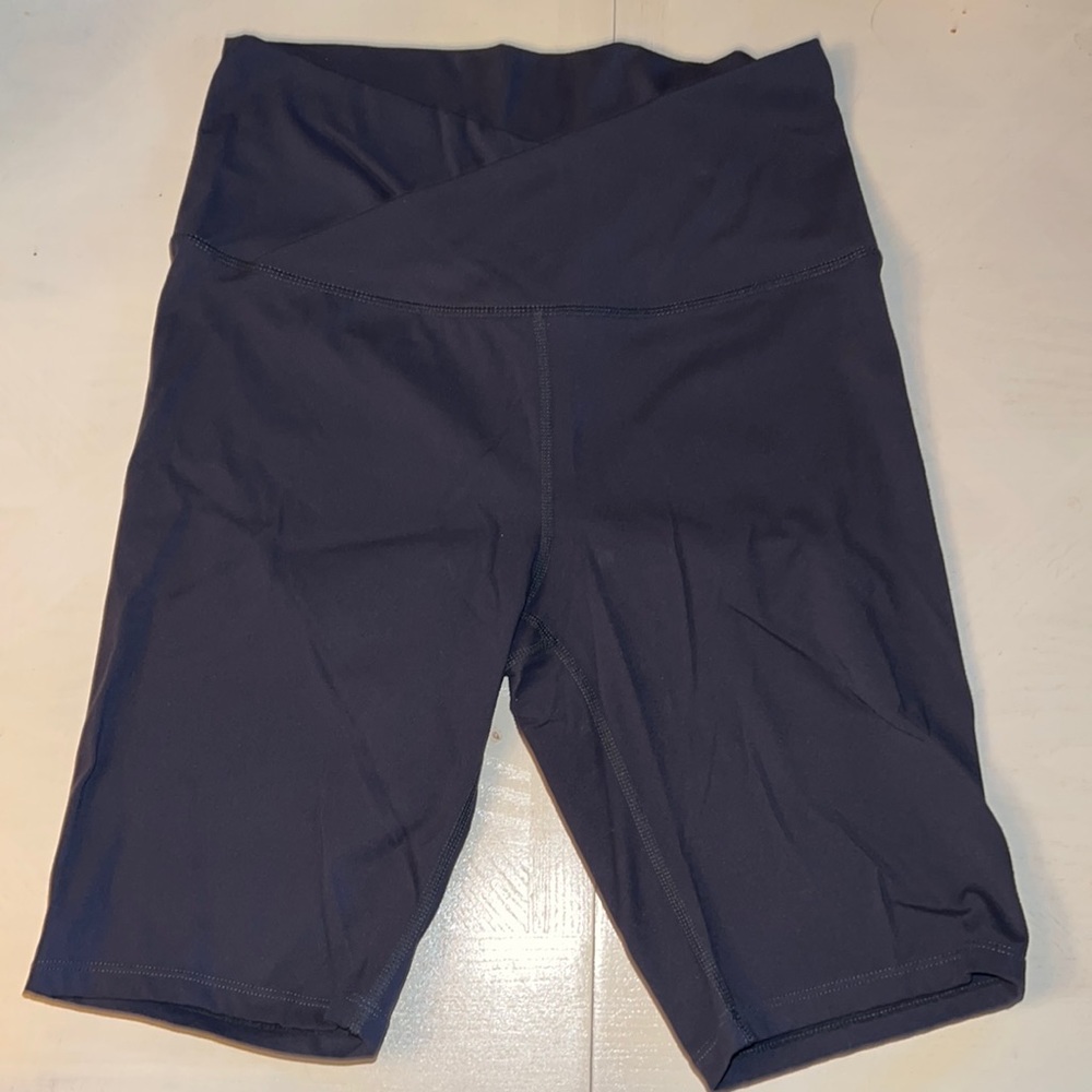Paragon High waist V Crossover Biker Short Blue Sz L
